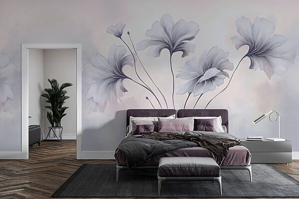 Pintura de flores sobre fondo blanco Fotomurales Pintura de flores sobre fondo blanco