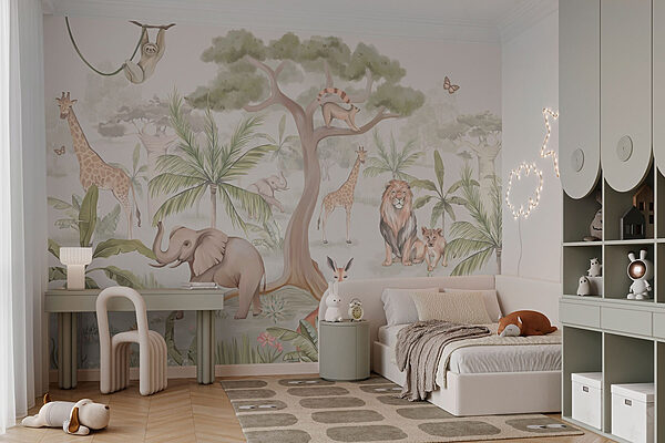 Papel pintado con animales y árboles Fotomurales Papel pintado con animales y árboles