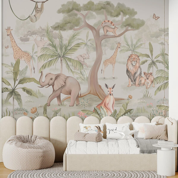 Papel pintado con animales y árboles Fotomurales Papel pintado con animales y árboles