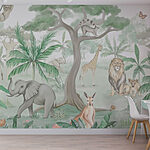 Fotomurales Papel pintado con animales y árboles