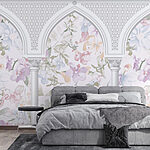 Fotomurales Papel pintado con flores y arcos