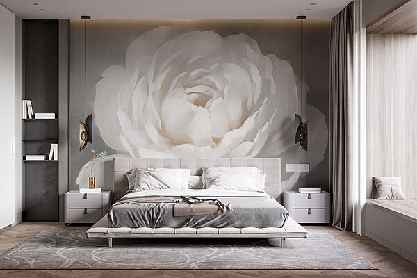 Fotomurales Fotomurales Flor blanca con hojas (SKU: w03486)