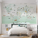 Fotomurales Mapa del mundo con animales