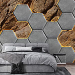 Fotomurales Hexágonos de piedra sobre una roca