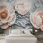 Fotomurales Grupo de flores blancas con hojas