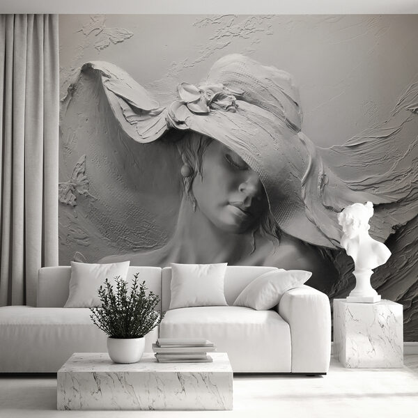 Escultura de una mujer con sombrero Fotomurales Escultura de una mujer con sombrero