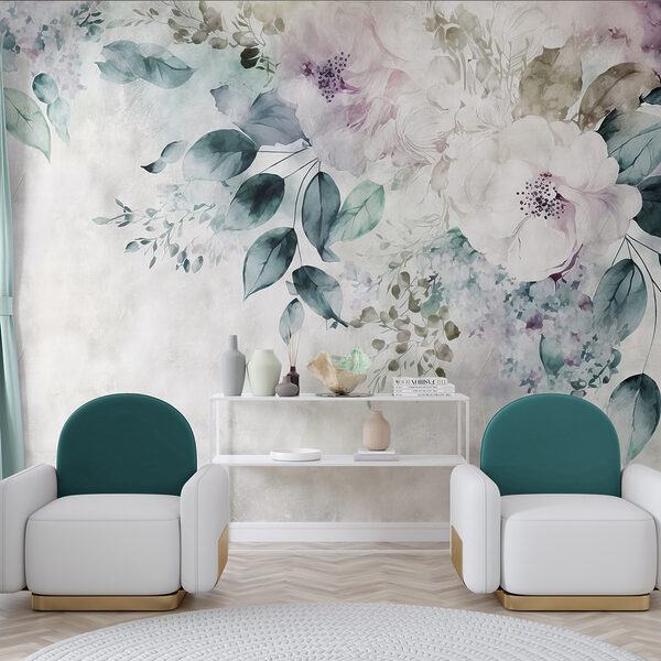 Fotomurales Elegancia floral en tonos acuarela
