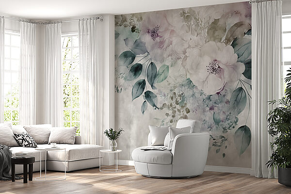 Elegancia floral en tonos acuarela Fotomurales Elegancia floral en tonos acuarela