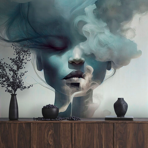 Fotomurales Cara de mujer con humo