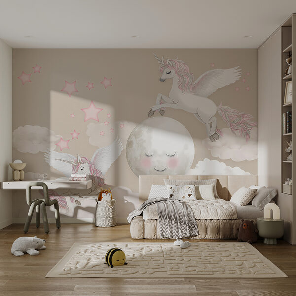 Fotomurales Unicornio con alas y cuerno