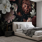 Fotomurales Elegancia floral oscura con belleza floreciente
