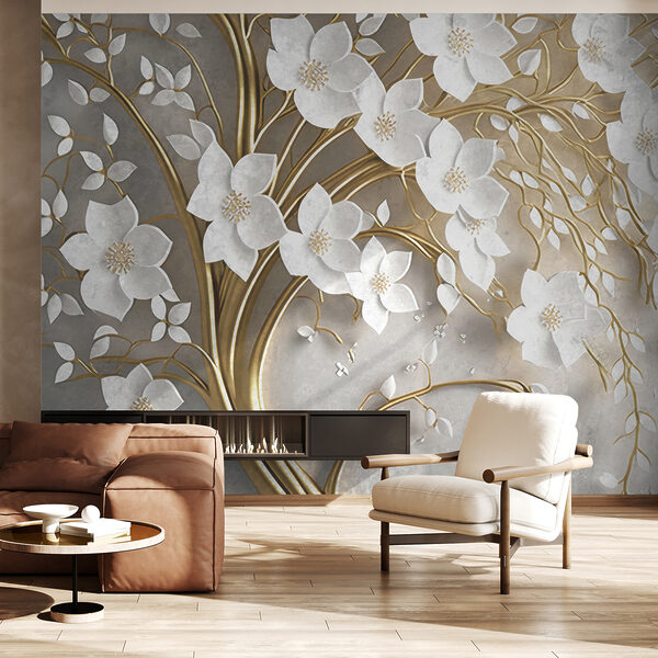 Fotomurales Elegantes ramas con flores blancas