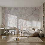 Fotomurales Bosque en tonos pastel con follaje delicado