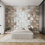 Fotomurales Estampado texturizado en beige y blanco