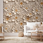 Fotomurales Estampado floral intrincado en color beige
