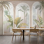Fotomurales Ventanas arqueadas con plantas tropicales