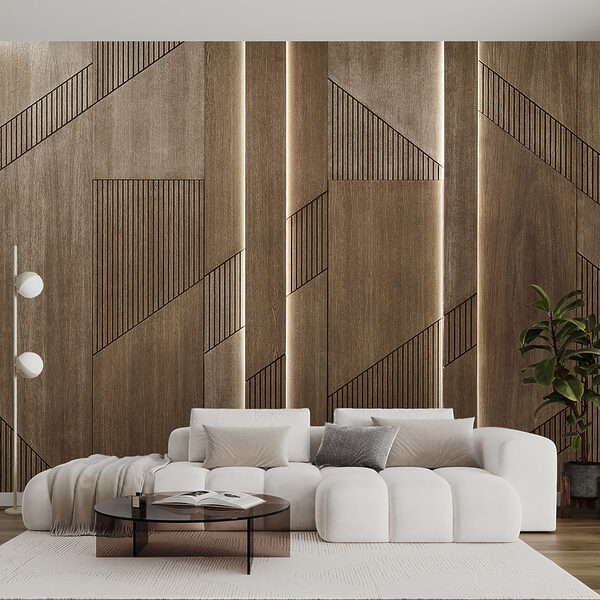 Fotomurales Paneles de madera con textura y diseño geométrico