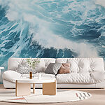Fotomurales Olas rompiendo olas con espuma blanca y espumosa