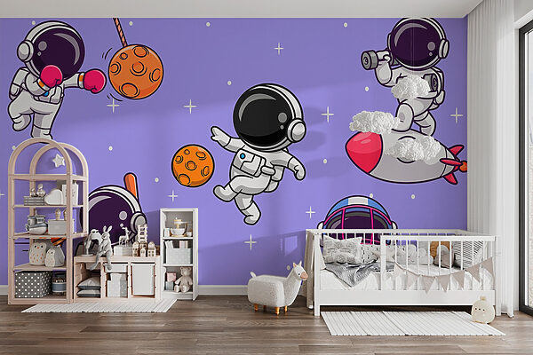 Dibujos animados de astronautas en el espacio Fotomurales Dibujos animados de astronautas en el espacio