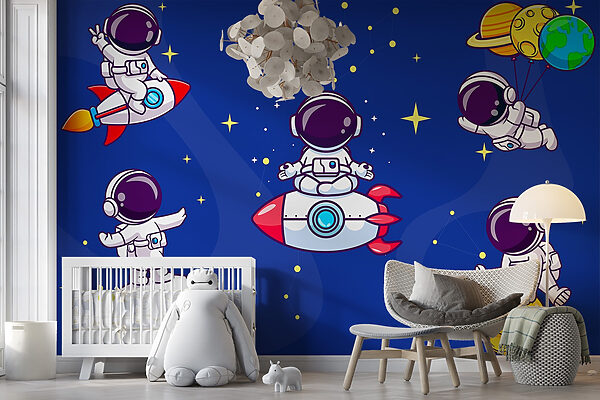 Astronauta de dibujos animados en el espacio Fotomurales Astronauta de dibujos animados en el espacio