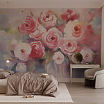 Fotomurales Pintura de flores sobre una superficie blanca