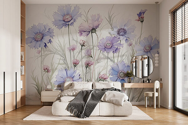 Pintura de flores sobre fondo blanco Fotomurales Pintura de flores sobre fondo blanco