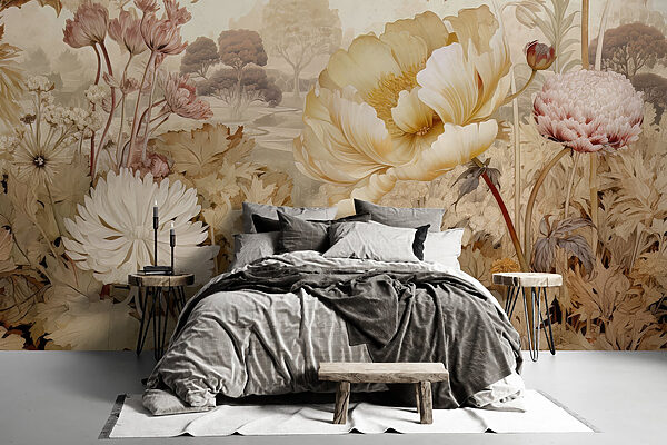 Suave ramo floral en tonos pastel Fotomurales Suave ramo floral en tonos pastel