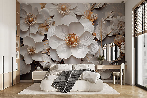 Elegante diseño floral en tonos suaves Fotomurales Elegante diseño floral en tonos suaves