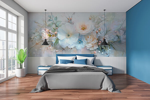 Pintura de flores y hojas Fotomurales Pintura de flores y hojas