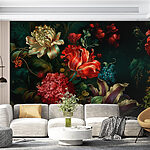 Fotomurales Pintura de flores sobre fondo oscuro