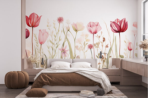 Pintura de flores y hierba Fotomurales Pintura de flores y hierba