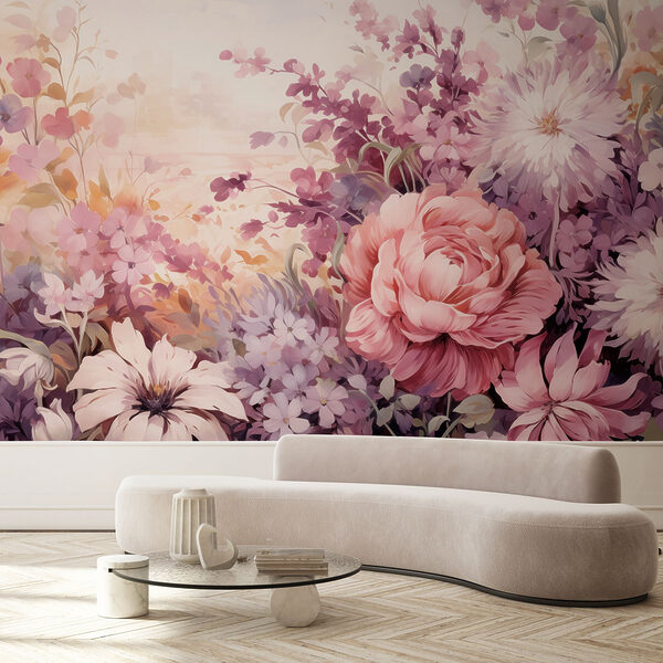 Pintura de flores y hojas Fotomurales Pintura de flores y hojas