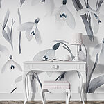 Fotomurales Flores blancas con hojas grises