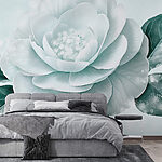 Fotomurales Wall murals White flower with green leaves