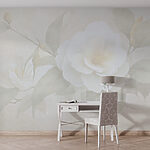 Fotomurales Wall murals White flower with green leaves