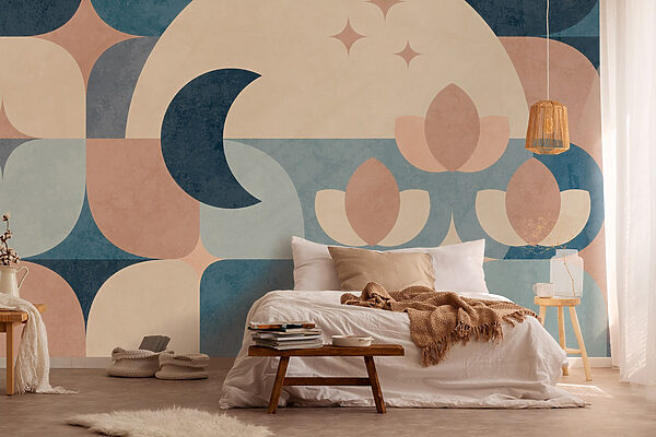 Fotomurales Diseño geométrico azul y rosa