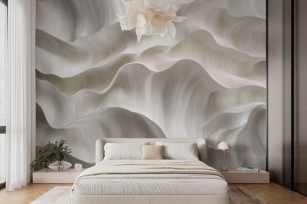 Suaves ondas de capas blancas texturizadas Fotomurales Suaves ondas de capas blancas texturizadas