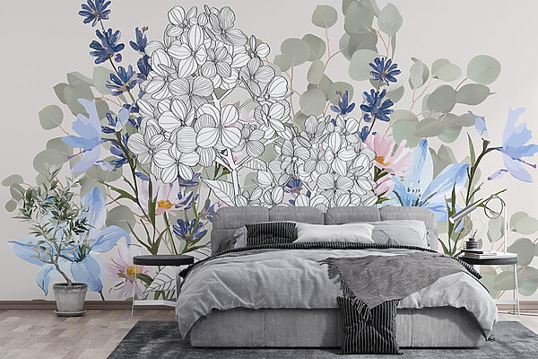 Fotomurales Delicadas flores en suaves tonos pastel