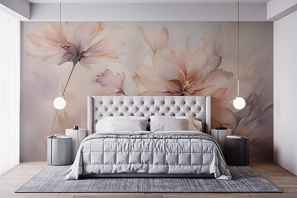 Pintura de flores sobre fondo blanco Fotomurales Pintura de flores sobre fondo blanco