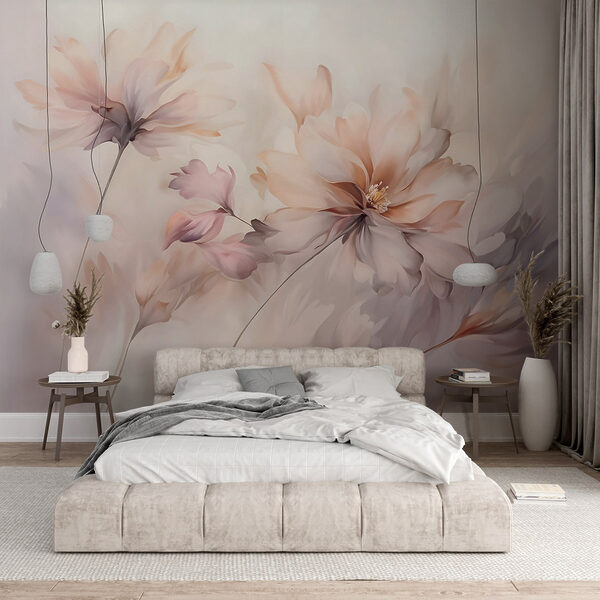 Pintura de flores sobre fondo blanco Fotomurales Pintura de flores sobre fondo blanco