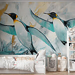 Fotomurales Pintura de pingüinos volando