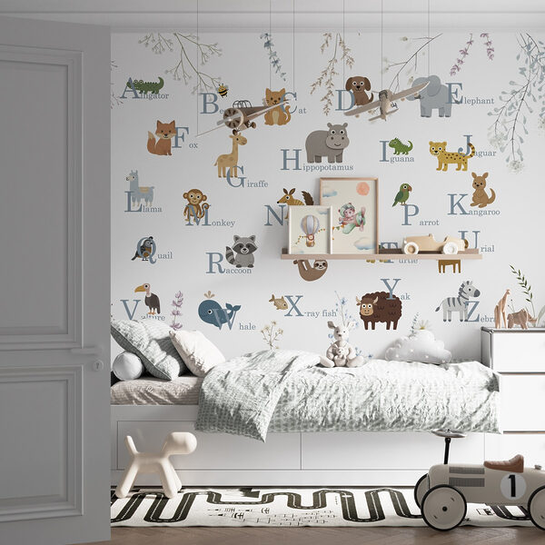 Grupo de animales con letras Fotomurales Grupo de animales con letras