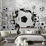 Fotomurales Los balones de fútbol atraviesan la pared