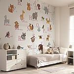 Fotomurales Papel pintado con animales y letras