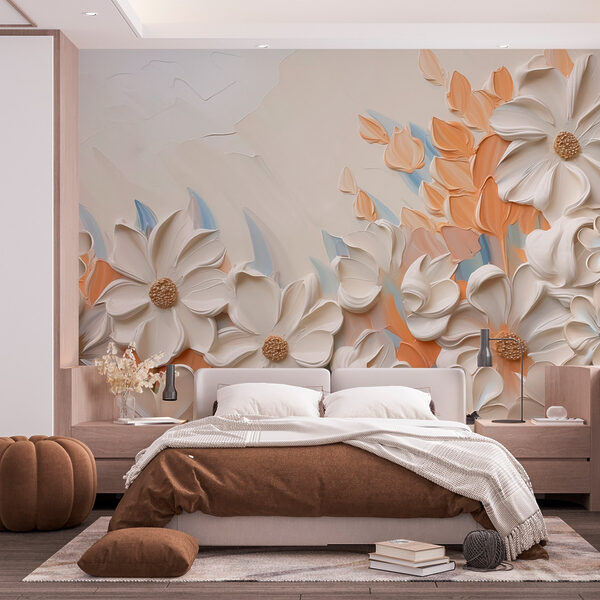 Pintura de flores en una pared Fotomurales Pintura de flores en una pared
