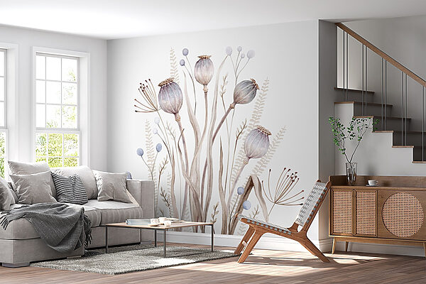 Acuarela de flores y plantas Fotomurales Acuarela de flores y plantas