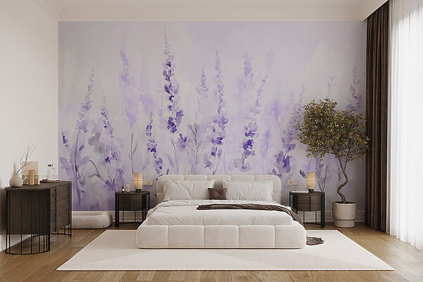 Pintura de flores moradas Fotomurales Pintura de flores moradas