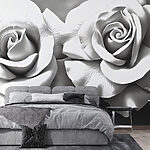 Fotomurales Elegantes rosas en suaves tonos blancos