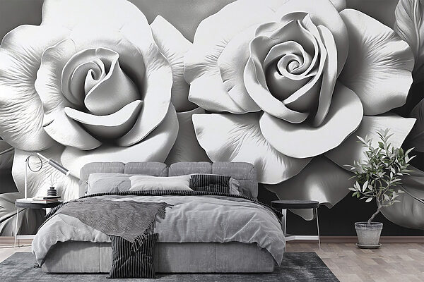 Elegantes rosas en suaves tonos blancos Fotomurales Elegantes rosas en suaves tonos blancos