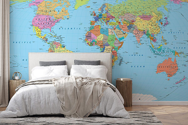 Mapa del mundo con diferentes banderas Fotomurales Mapa del mundo con diferentes banderas